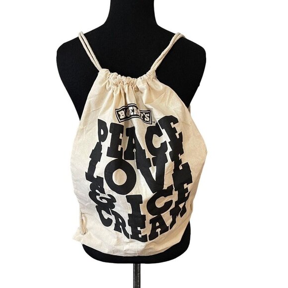 Ben & Jerrys Drawstring Tote Bag Peace Love Ice Cream Sports Backpack Boho Flair - Picture 2 of 12